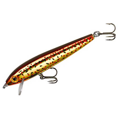 Rebel Lures Tracdown Minnow Slow-Sinking Crankbait Fishing Lure - Great for Bass, Trout and Walleye - color: Slick Brown Trout, size: 3 1/2 in, 3/8 oz