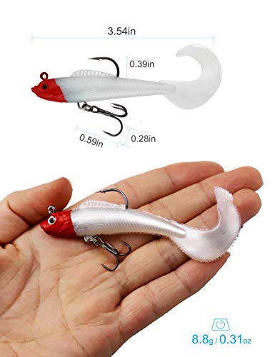 Lures for Bass Jig Head Soft Swimbait, 6-Pack 6 Colors Plastic Bait for Saltwater/Freshwater Fishing