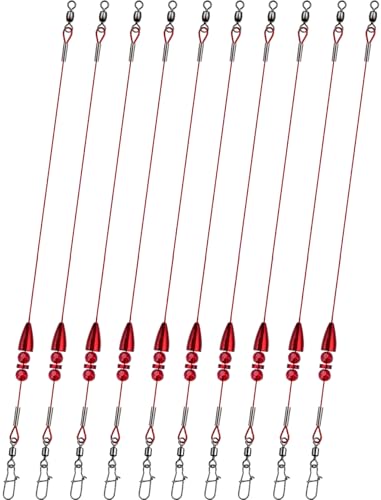 Texas Rigs 10 Pack, Pre-Rigged Bass Fishing Rig with Bullet Weight, Swivel & Snap, Weedless Soft Plastic Rig for Largemouth & Smallmouth Bass - color: Blood, size: 3/16oz