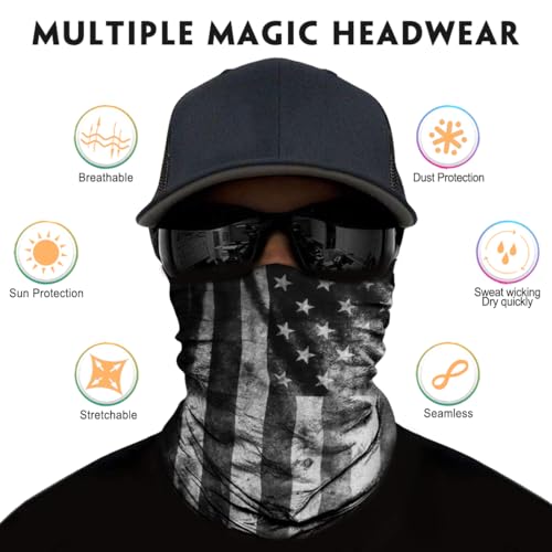 Neck Gaiter for Men Women Headwear Bandana Head Wrap Face Scarf Mask Cover Warmer Balaclava-Seamless & Versatile - color: A-6pcs-flag 3