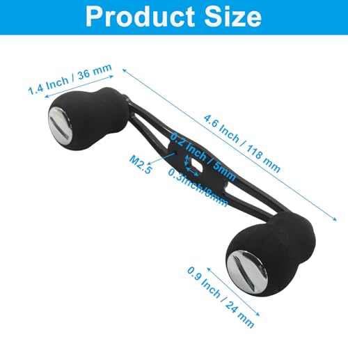 Fishing Reel Handle, Black | Baitcaster Handle, Non-Slip EVA Grip, Compatible with Abu Garcia and Daiwa Baitcasting Reels, Left/Right Hand Installation