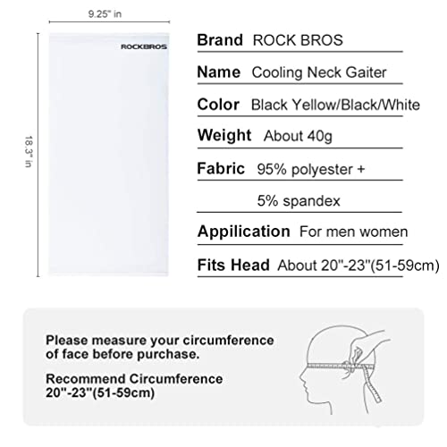 ROCKBROS Cooling Neck Gaiter Face Mask Fishing Scarf Face Cover for Men Women - color: White