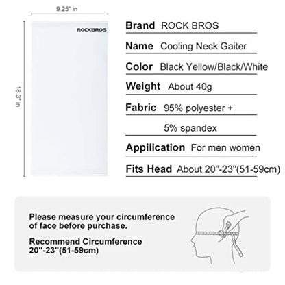 ROCKBROS Cooling Neck Gaiter Face Mask Fishing Scarf Face Cover for Men Women - color: White