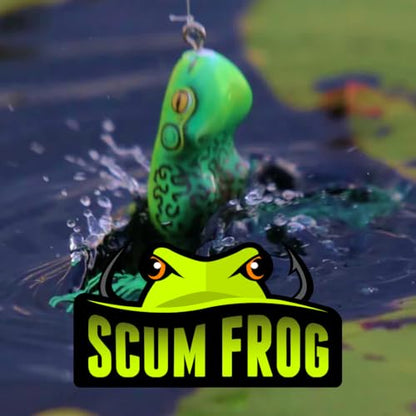 Scum Frog Trophy Series Topwater Bass Fishing Hollow Body Frog Lure with Weedless Hooks - color: New Moon, size: 5/8 Ounce
