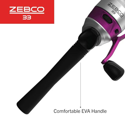 Zebco 33 Spincast Reel and Fishing Rod Combo, 6-Foot 2-Piece Fiberglass Rod with EVA Handle, Quickset Anti-Reverse Fishing Reel with Bite Alert - style: 6 Foot - Spincast - Pink