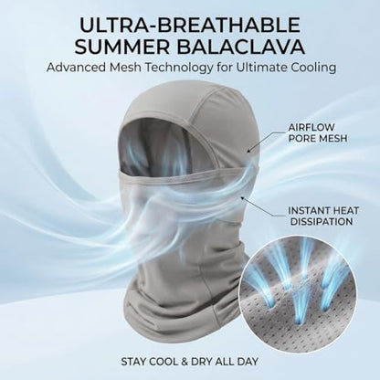 Balaclava Face Mask Sun UV Protection, Summer Cooling Breathable Full Face Mask for Motorcycle Skiing Cycling Fishing - color: Grey