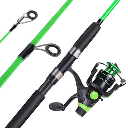 Sougayilang Catfish Fishing Rod and Reel Combo, 2-Piece Spinning Combo, Durable Graphite & Glass Blanks Fishing Pole for Crappie - color: Green-Fast-MH, size: 5.9ft and 2000 reel