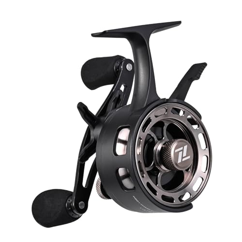Ice Fishing Reel, 3.2:1 Gear Ratio Ultra Smooth 3+1 Ball Bearings Magnetic Drop Fishing Reel for Ice Fishing Front Fishing Rock Fishing Aluminum Alloy - size: Right Hand