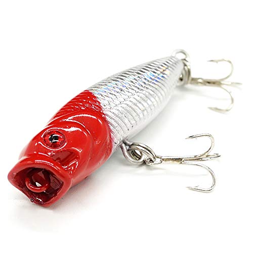 Seasky Fishing Plug Lures Micro Popper Topwater Trout Attack in Freshwater - color: Redhead
