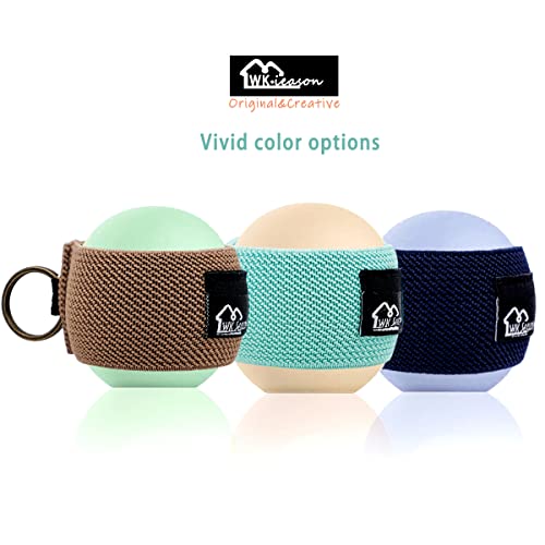 WK IEASON Lip Balm Holder Sleeve with Keychain Lipstick Sleeve Holder Tight-knit Elastic Holder for Ball Lip Balm Lipstick Holder Keychain (Dark blue/Green/Brown) - color: Dark Blue/Green/Brown