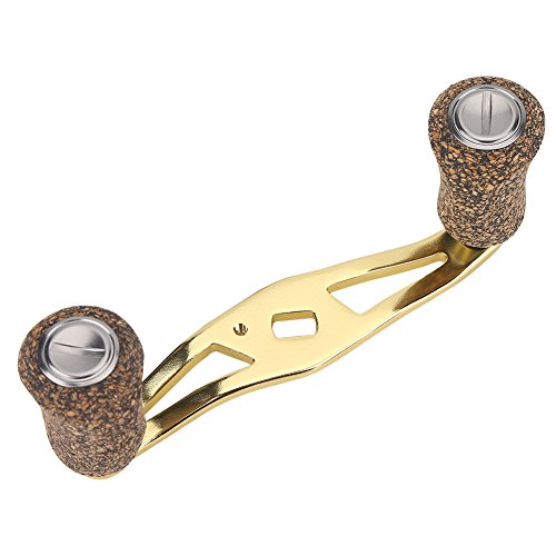 Dioche Fishing Reel Handle, Reel Handle Wood Knob Carbon Fiber Frame with Fittings Replacement Parts (Gold)