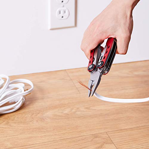 Amazon Basics 10-in-1 Stainless Steel Multitool for Hiking and Survival Gear with Needlenose Pliers, Wire Cutter, Saw, Safety Lock, Nylon Sheath, Red - color: Red, size: 10-in-1