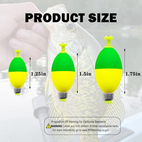 12 Pcs Fishing Bobbers Floats,Snap-on Fishing Bobber Fishing Float Corks Weighted Bobbers for Fishing Crappie Panfish Bluegill Trout - size: Oval