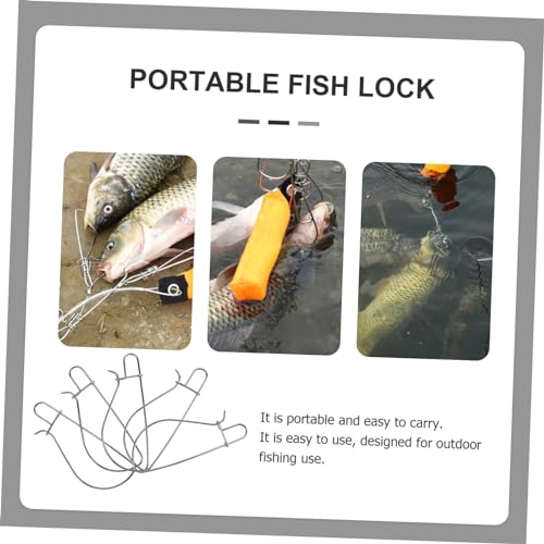 Happyyami 5pcs Outdoor Fishing Accessory Stainless Steel Fish Stringer Clip Secure Fish Locks