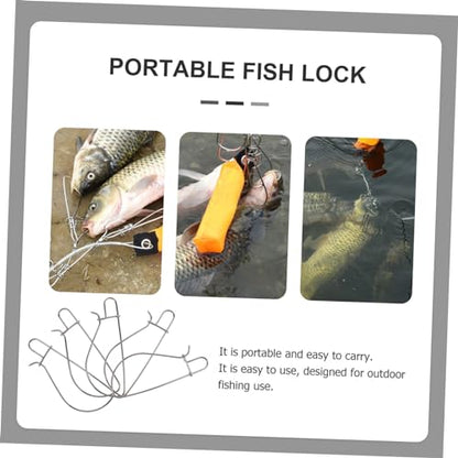 Happyyami 5pcs Outdoor Fishing Accessory Stainless Steel Fish Stringer Clip Secure Fish Locks