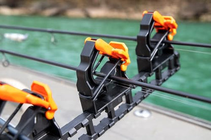 YakAttack SideStage Pro Rod Rack - Set of 2 with Style Options | Horizontal Fishing Rod Holder & Stager | Includes ClickTrac Rails & FlipGrips | Made in USA - style: Kayak Track Systems