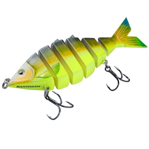 BASSDASH Bone Swimbait Multi Jointed Hard Fishing Lure for Bass Trout Bluegill Pike with Angled Cut Segments - color: Tuna