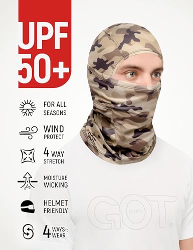 UPF 50+ Balaclava Ski Mask for Men Women - UV Face Mask Motorcycle Shiesty | Windproof, Breathable, Hinge Design, Full & Half Face Coverage, Fits Under Helmet, Snowboarding, Skiing - color: Jigsaw Mud Camo