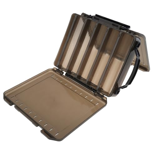Double Sided Fishing Lure Tackle Box with Handheld, 10 Compartments Bait Storage Box Container, Fishing Tackle Accessory Case (7.8 x 6.6 x 1.9 inch)
