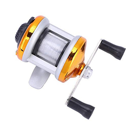 Portable Fishing Reel, Solid Construction Smooth Corrosion-Resistant Ice Fishing Wheel, Perfect for Outdoor Fishing Such As River Ice Fishing(Golden)