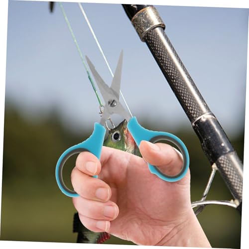 KICHOUSE Heavy Duty Stainless Steel Fishing Scissors with Grip Handles for Effortless Cutting of Braided Line for Nuts and Poultry Includes Protective Case Blue