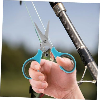 KICHOUSE Heavy Duty Stainless Steel Fishing Scissors with Grip Handles for Effortless Cutting of Braided Line for Nuts and Poultry Includes Protective Case Blue
