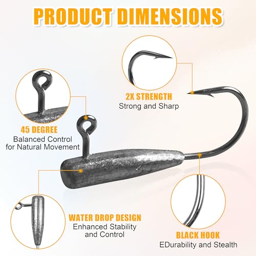Soft Plastic Fishing Lure Jig Head Hook Kit,Grub Worm Lures Crappie Jigs Head Grub Tail Swimbait Tube Bait Jigs for Saltwater Freshwater, Trout Crappie Fishing - color: 140PCS Sets
