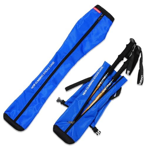 Chris.W Portable Trekking Pole Carrying Bag Storage Bag Pouch with Zipper for Walking Stick Hiking Poles Travel Case - color: Blue