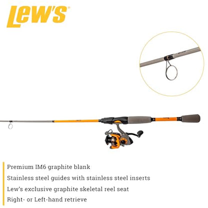 Lew's Hypersonic Spinning Reel and Fishing Rod Combo, IM6 Graphite Rod with Fast Action, 3+1 Bearings, 5.1:1 Gear Ratio, Speed Lube - size: 6'0"