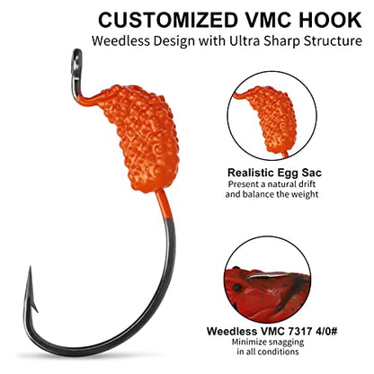 TRUSCEND Duramax Pre-Rigged Saltwater Fishing Lures with BKK Jig Hooks, Easy Catch 10X Tear-Resistant TPE Soft Swimbait for Redfish Grouper Striper Bass Trout Crappie Walleye, Weedless Freshwater Bait - color: B2-2.5"-0.45oz
