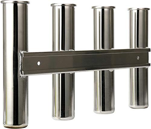 Amarine Made 4 Tube Fishing Rod Rack Mirror Finish Stainless Steel 316 Wall / Side Mounted Rod Holder for Boat Yacht
