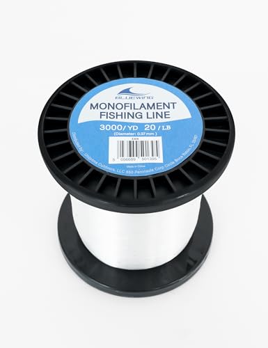 BLUEWING Monofilament Fishing Line Clear Mono Fish Wire Thin Diameter String 6-400 lbs, 50-3000 Yards - color: 01-Clear, size: 0.37mm/20lb/3000YD
