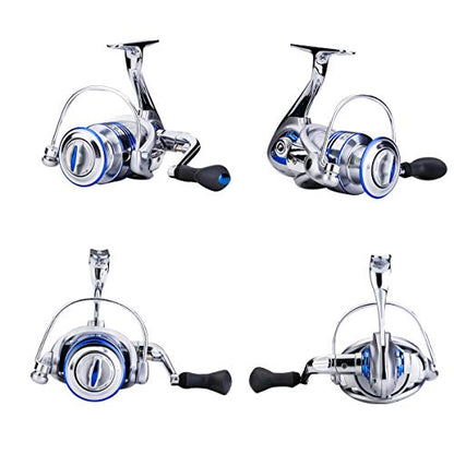 Diwa Spinning Fishing Reels for Saltwater Freshwater 3000 4000 5000 6000 7000 Spools Ultra Smooth Ultralight Powerful Trout Bass Carp Gear Stainless Ball Bearings Metal Body Ice Fishing Reels - style: 5000