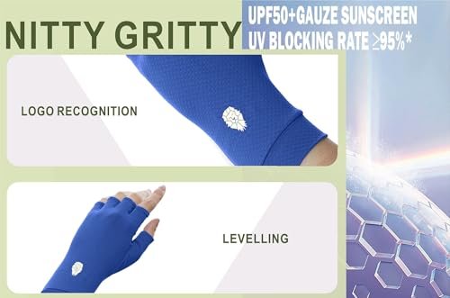 Men's Women's SPF Fingerless Gloves Mittens Sun Protection Unisex Driving Gloves UPF 50+ With Silicone Gel - color: Blue, size: Small