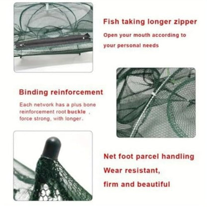 Wander Peaks Foldable Fishing Bait Trap, Collapsible Mesh Cage for Crab Shrimp Minnow Crawdad, Easy Setup Portable Angler Trap for Freshwater Pond Lake