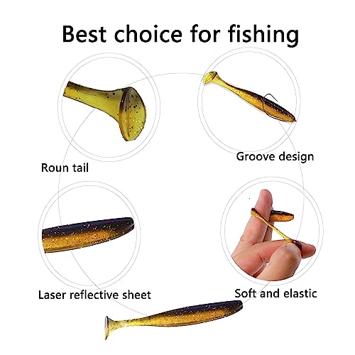 Paddle Tail Swimbaits,Soft Plastic Fishing Lures Swim Baits for Bass Fishing,30/50pcs with Box,Soft Plastic Swimbaits for Bass Trout Crappie Lures Kit for Saltwater Freshwater - color: B:2.75in/0.077oz-50pcs
