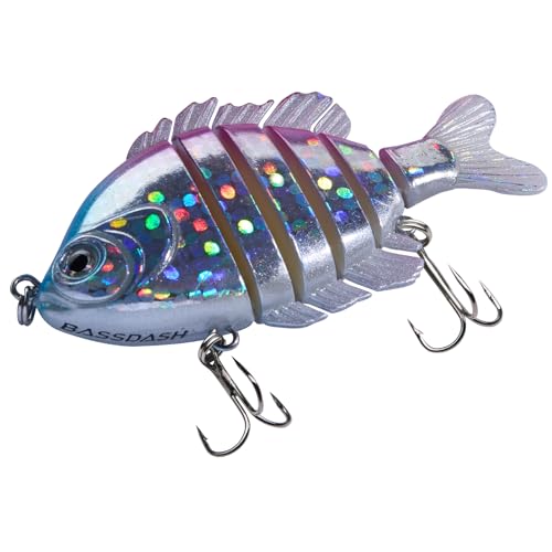BASSDASH SwimPanfish Multi Jointed Panfish Bluegill Swimbaits Hard Topwater Bass Lures Fishing Lure Crank Saltwater 3.5in/0.85oz - color: Pink/Silver