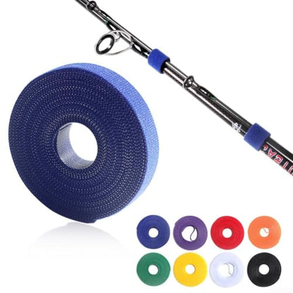 Fishing Rod Wrap Tie Straps, Nylon Fastener Bands Cuttable 1/3/5m Random Colour Belts for Carp Fly Rod Storage Transport(5 Meter) - size: 5 Meter