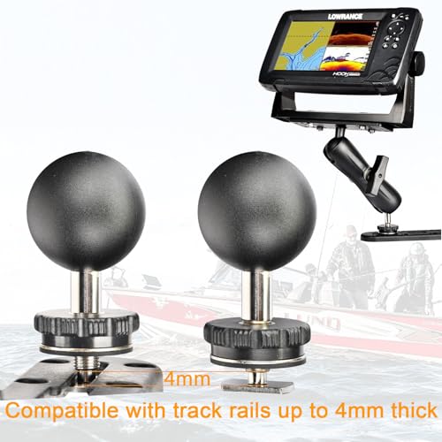 VAUBORTTI Aluminum Fish Finder Mount, Marine Electronic Mount for Boat, C Size 1.5" Ball with T-Bolt Track Base, Compatible with Garmin, Lowrance, Raymarine, for RAM Systems