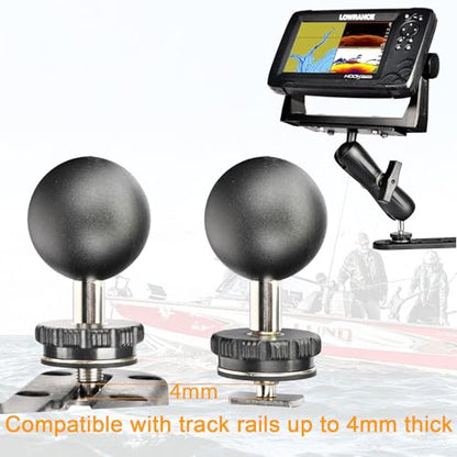 VAUBORTTI Aluminum Fish Finder Mount, Marine Electronic Mount for Boat, C Size 1.5" Ball with T-Bolt Track Base, Compatible with Garmin, Lowrance, Raymarine, for RAM Systems