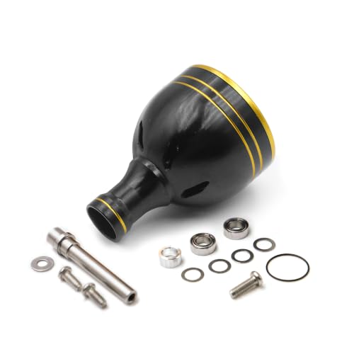 Power Knob Compatible with S h i m a n o Sahara FI Twin Power Daiwa Fuego Spinning 30mm G - color: Black Yellow-Include Shaft, size: 30 mm