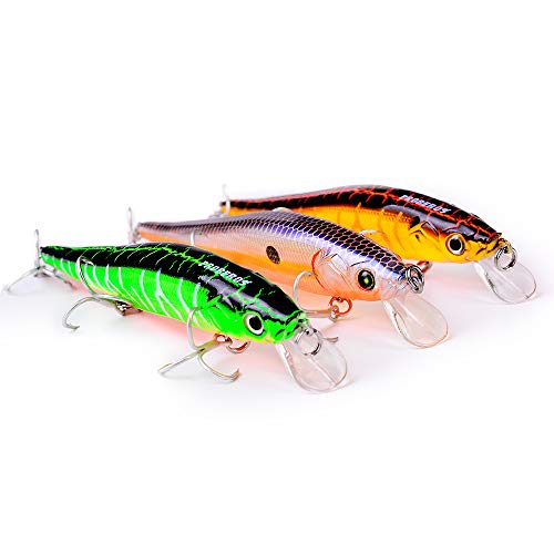 PROBEROS Minnow Bass Fishing Lures - Jerkbait Sinking Lure Set Hard Baits Crankbait for Trout Catfish Musky Bluegill Fishing Topwater Lures Plug 6Pcs/kit - color: 403-4.7inch/0.5oz-6pcs