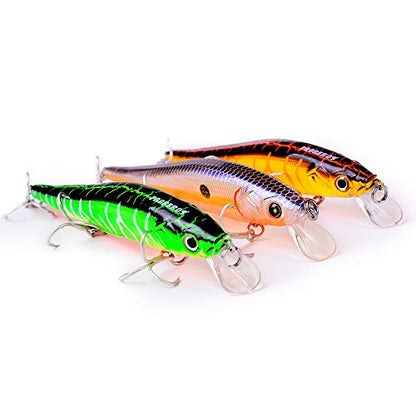 PROBEROS Minnow Bass Fishing Lures - Jerkbait Sinking Lure Set Hard Baits Crankbait for Trout Catfish Musky Bluegill Fishing Topwater Lures Plug 6Pcs/kit - color: 403-4.7inch/0.5oz-6pcs