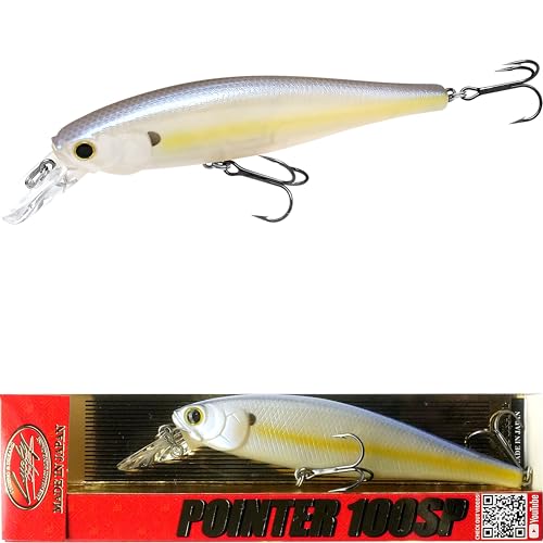 LUCKY CRAFT Pointer 100SP, Jerkbait Side by Side Action Tournament Winning Perfect Wobbling Freshwater Lake Bass Fishing Champion Bait - color: Chartreuse Shad