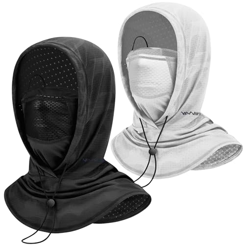 YANIKY Summer Cooling Balaclava with Breathable Holes, Sun UV Protection Face Mask for Running, Cycling, Fishing, Men & Women - color:  Black & White Camo Set