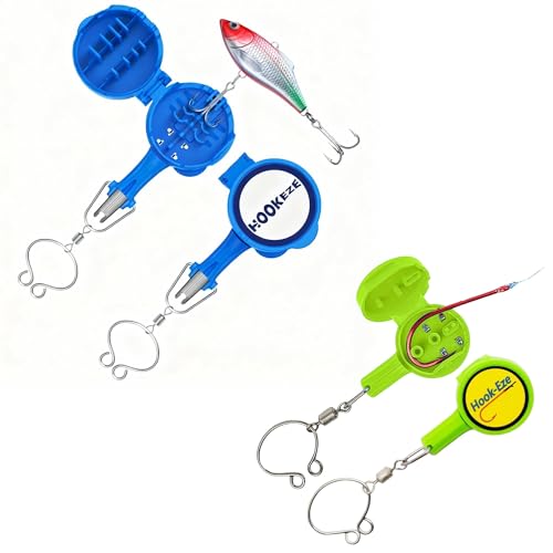 HOOK-EZE Fishing Knot Tying Tool,Treble Hook Covers Keeps Lures Safe, Hook Sharpener, Lure Wraps for Fishing Rod, Fishing Line Cutter Accessories Gifts for Anglers Fishermen