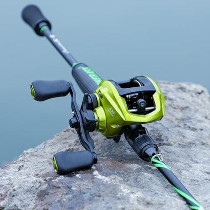 One Bass Fishing Rod Reel Combos, Spinning & Casting Combo, Graphite 2Pc Blanks, Stainless-Steel Guides, Super Polymer Handle - color: Casting Combo-Right Handed, size: 7'0"