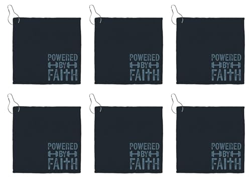 Living Grace Microfiber Towel Set - 12" Square Towels for Fishing Gym Golf Football, 6-Count, Powered by Faith - color: Powered By Faith