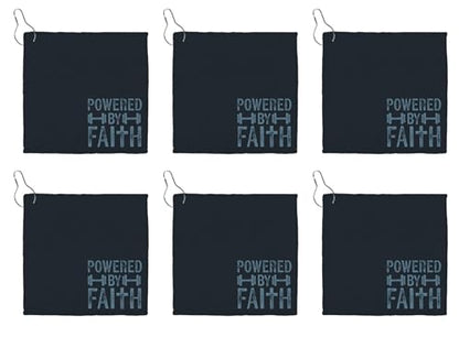 Living Grace Microfiber Towel Set - 12" Square Towels for Fishing Gym Golf Football, 6-Count, Powered by Faith - color: Powered By Faith
