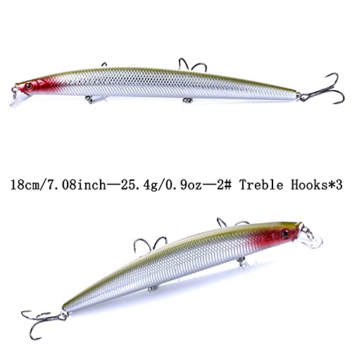 Jerk Baits for Bass Fishing, Jerkbait Fishing Lures, Minnow Lures Jerk Bait for Freshwater/Saltwater Fishing Lures for Trout Pike, 5pcs/10pcs with Box - color: L:7.08in/0.9oz/5pcs